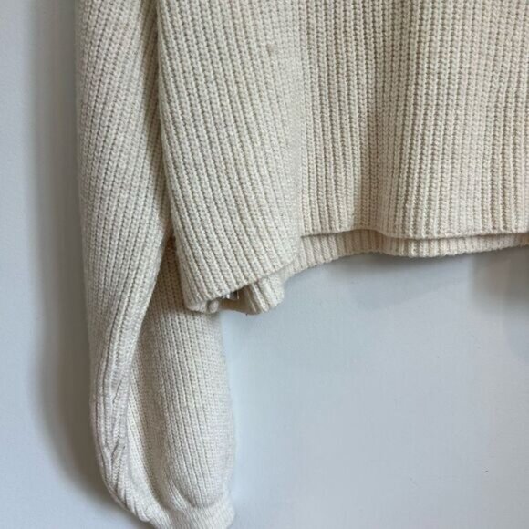 Zara Womens Large Beaded Embellished Collar Pullover Sweater Ecru Cream Twee Tie - Picture 8 of 10